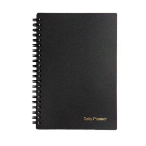 Daily Planner Undated, To Do List Notebook with Hourly Schedule, Time Management Manual and Planner, Personal Organizers, 7.6"x10.2", 48 Sheets/96 Pages, Black