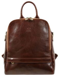 time resistance leather backpack convertible to shoulder bag full grain real leather travel versatile bag (brown)
