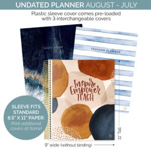 bloom daily planners Undated Academic Year Teacher Planner & Calendar - 7 Period Lesson Plan Organizer Book with Frosted Cover (9" x 11") (Interchangeable Cover)