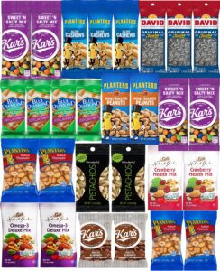 nuts snack packs - mixed nuts and trail mix individual packs - healthy snacks care package (28 count)