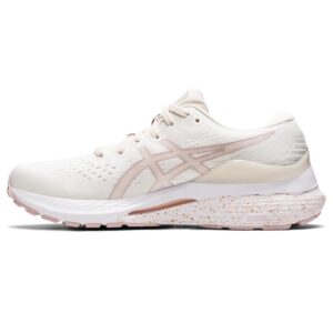 asics women's gel-kayano 28 running shoes, 9.5, cream/watershed rose