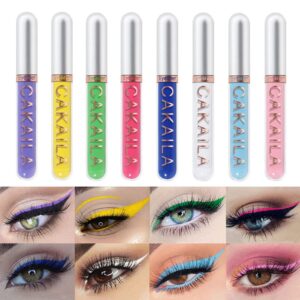 karnar 8 colors liquid matte eyeliner set, colorful white black red brown blue purple yellow green eye liners for party festival waterproof quick dry eyes makeup kit (set01)…