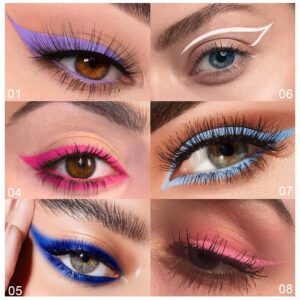 KARNAR 8 Colors Liquid Matte Eyeliner Set, Colorful White Black Red Brown Blue Purple Yellow Green Eye Liners For Party Festival Waterproof Quick Dry Eyes Makeup Kit (SET01)…