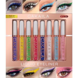 KARNAR 8 Colors Liquid Matte Eyeliner Set, Colorful White Black Red Brown Blue Purple Yellow Green Eye Liners For Party Festival Waterproof Quick Dry Eyes Makeup Kit (SET01)…