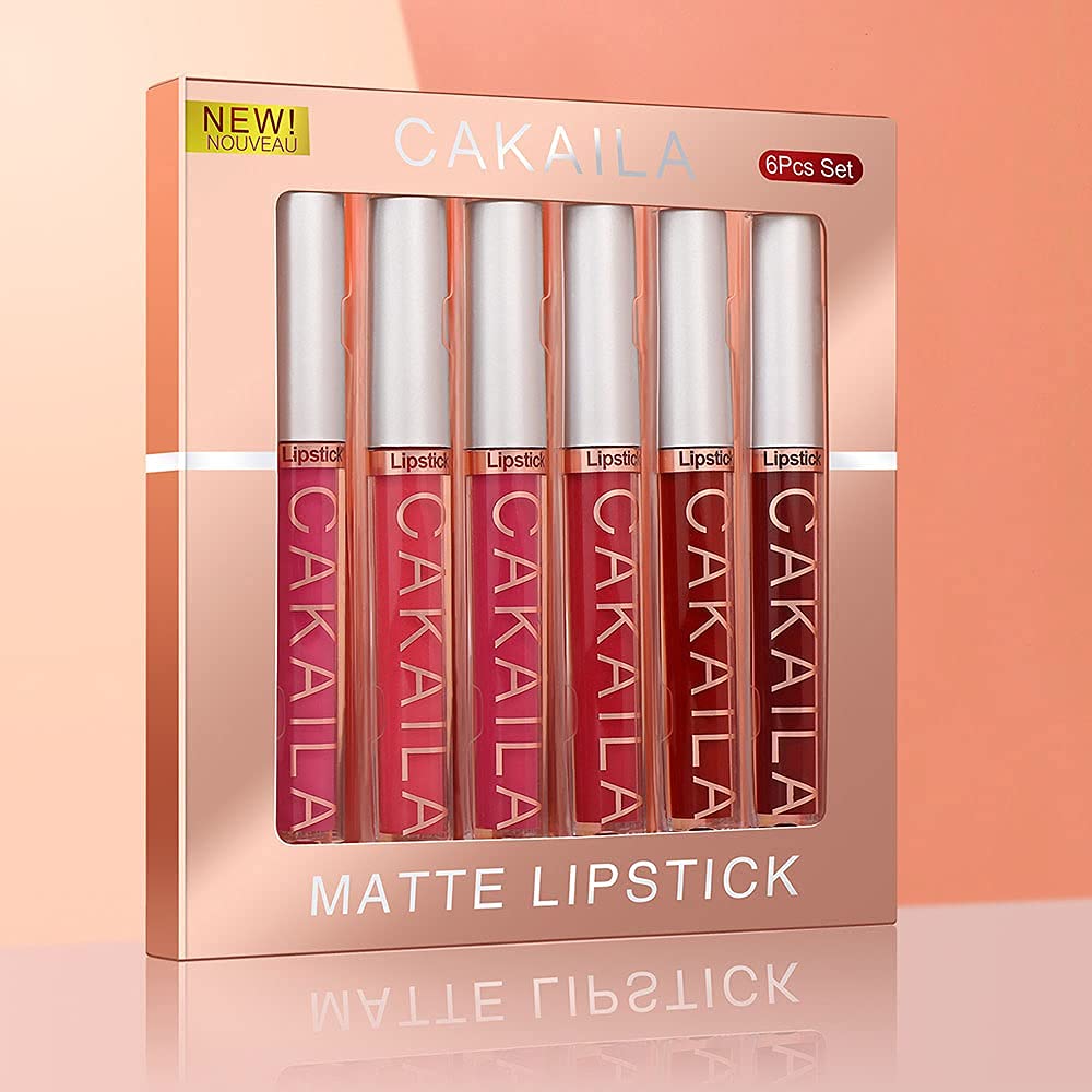 KARNAR 6 Pcs Lipstick Matte Liquid Lipstick Lipgloss Set for Women labiales mate 24 horas originales matte larga duracion 24 Deep Red Original 24 Hours Lipstick Lip Stain Long Lasting Waterproof.