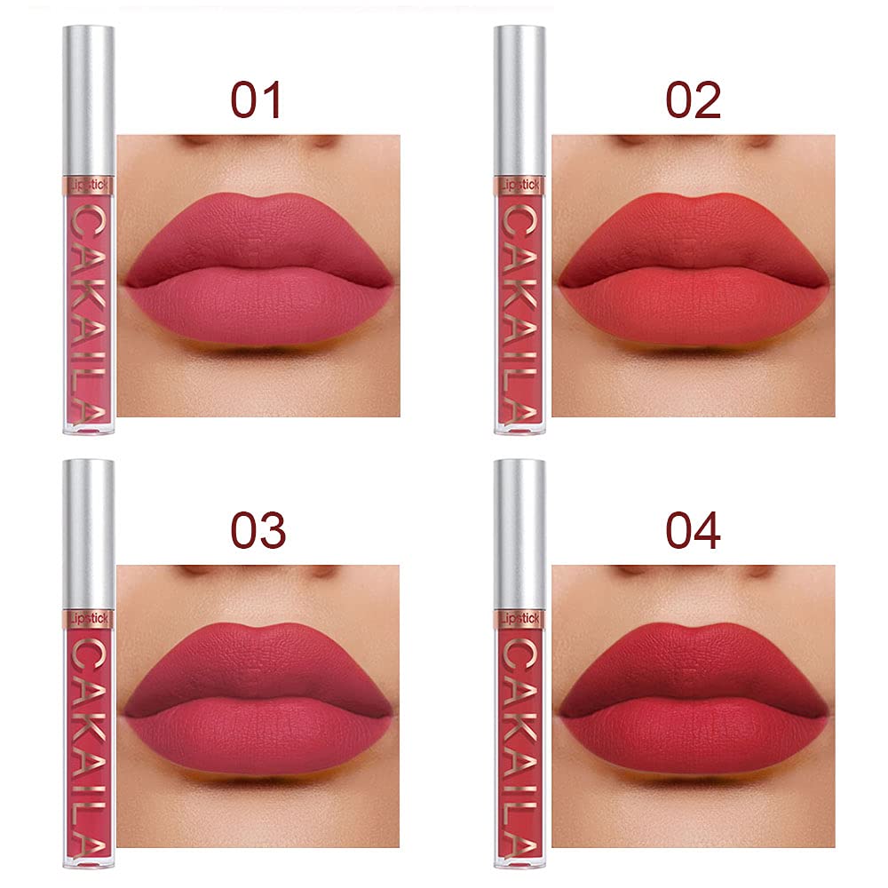 KARNAR 6 Pcs Lipstick Matte Liquid Lipstick Lipgloss Set for Women labiales mate 24 horas originales matte larga duracion 24 Deep Red Original 24 Hours Lipstick Lip Stain Long Lasting Waterproof.