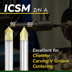 SPEED TIGER Chamfer End Mill - CNC Carving Bits, V Groove, 90 Degree, ICSM1/4"Shank 2"OVL (1 Piece, 1/4" 90°) - for Wood, Alloy Steels, Hardened Steels – Mill Bits Sets for DIYers & Professionals