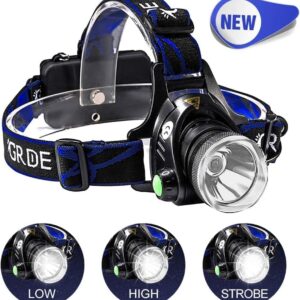 OEUUDD Headlamp, Upgrade 8000 High Lumens Ultra Bright Headlamp, 3 Modes Micro-USB Rechargeable LED Work Headlight Waterproof Flashlights Headlamps for Adults Running Camping Fishing Hiking Biking