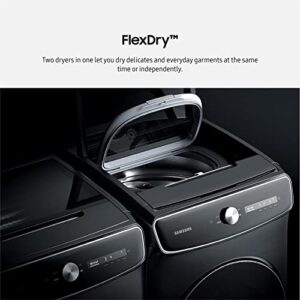 SAMSUNG 7.5 Cu. Ft. Smart Dial Gas Dryer with FlexDry, Dry 2 Loads in 1 Large Capacity Machine, Super Speed 30 Minute Clothes Drying Cycle, WiFi Connected Control, DVG60A9900V/A3, Brushed Black