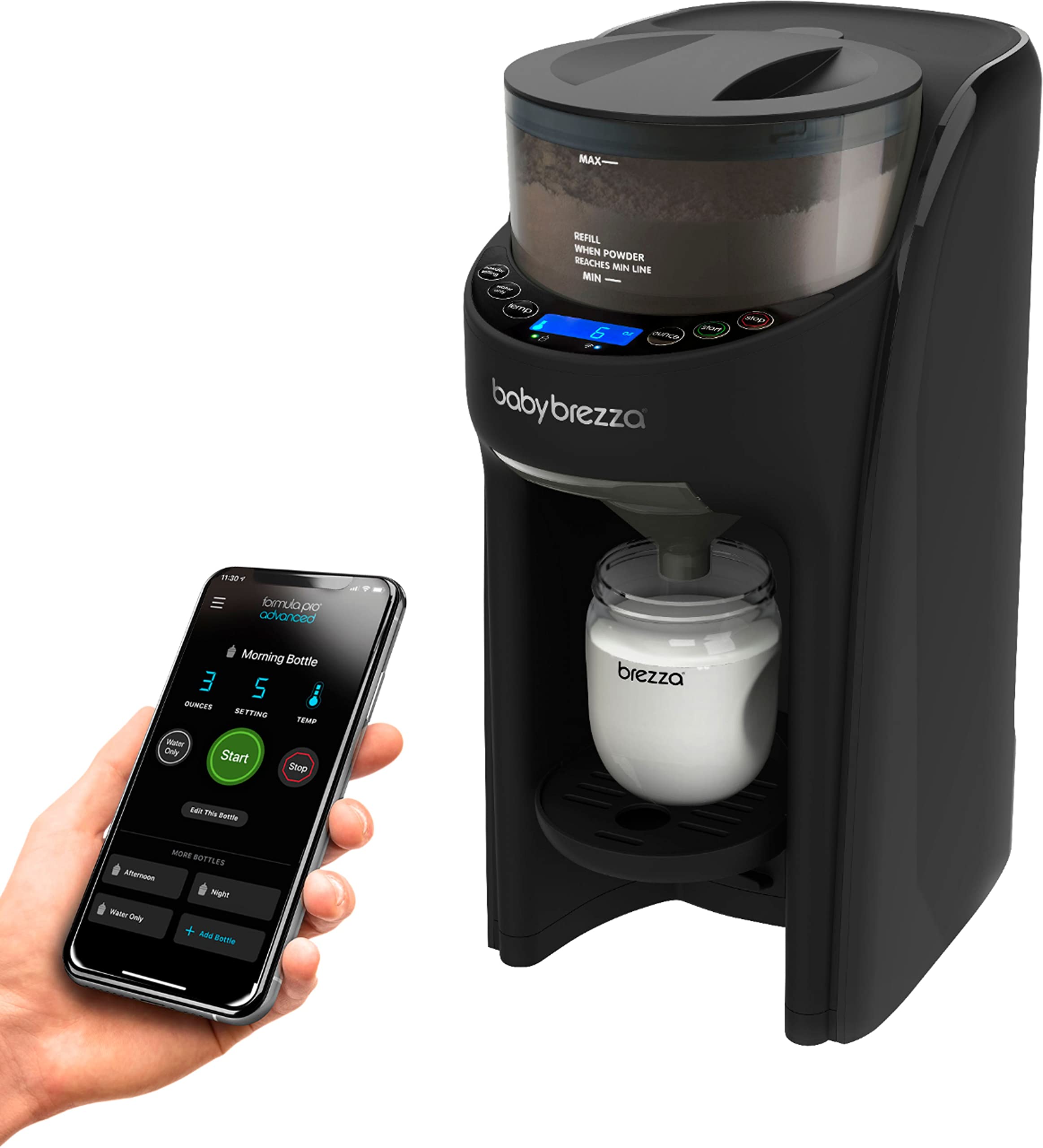 Baby Brezza Formula Pro Advanced WiFi Formula Dispenser Machine - Automatically Mix a Warm Formula Bottle Instantly - Easily Make Bottle with Automatic Powder Blending, Black