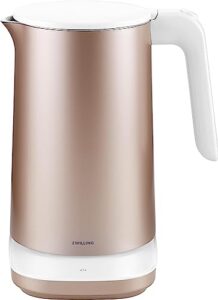 zwilling enfinigy 1.56-qt cool touch stainless steel electric kettle pro, tea kettle, rose