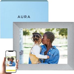 aura mason luxe wifi digital picture frame | the best digital frame for gifting | send photos from your phone | 2k display | quick, easy setup in aura app | free unlimited storage | sandstone
