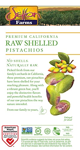 Setton Farms Naturally Raw Shelled Pistachios, No Shell, Non-GMO Project Verified, Certified Gluten Free, Vegan and Kosher, Heart Healthy Snack, 5 Oz