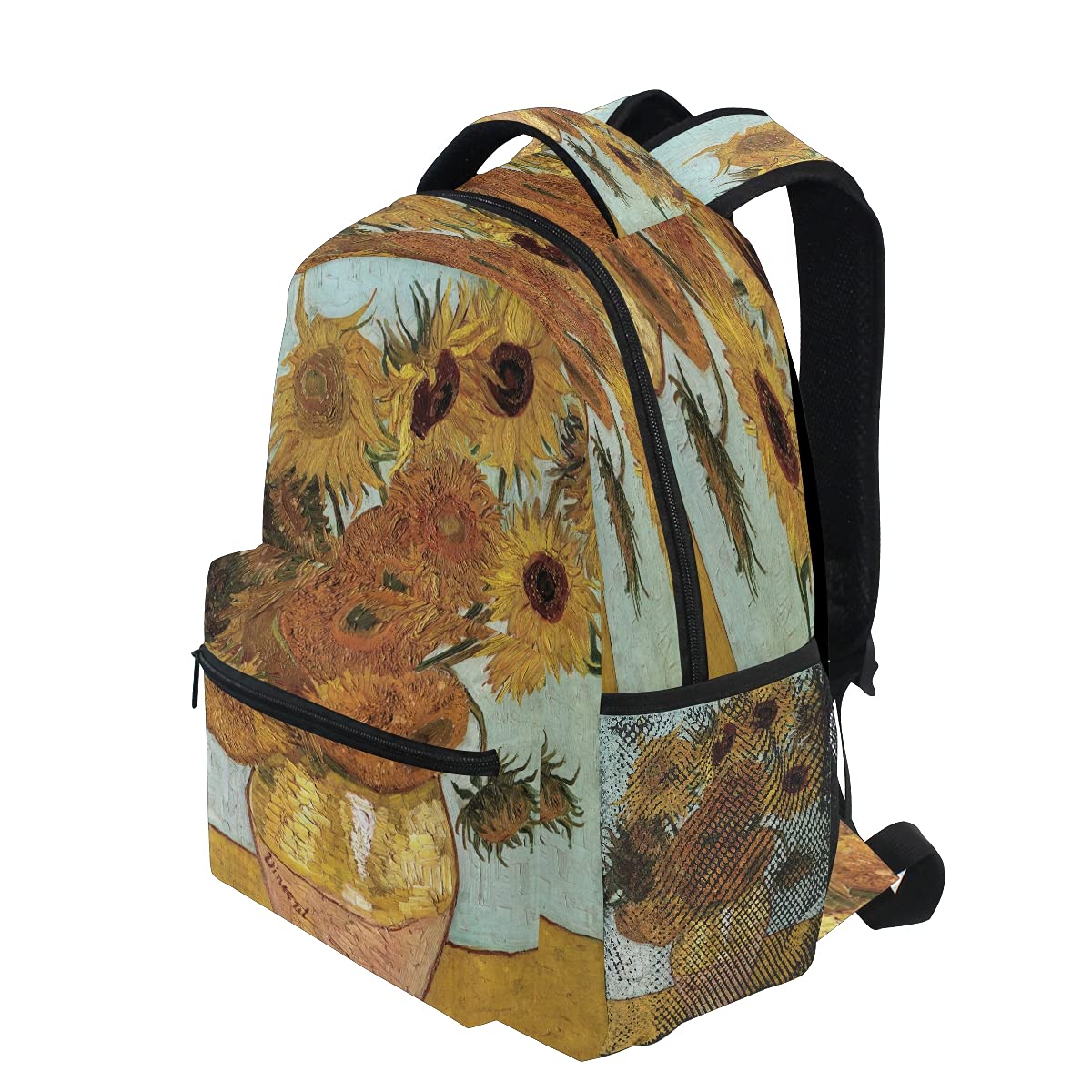 xigua Van Gogh Sunflower Art Backpack Bookbags Laptop Backpack for Boys Girls Teens, College Backpack Water Resistant Travel Bookbag