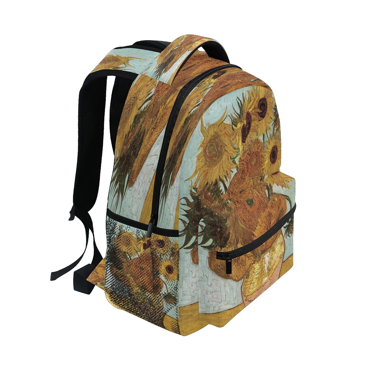 xigua Van Gogh Sunflower Art Backpack Bookbags Laptop Backpack for Boys Girls Teens, College Backpack Water Resistant Travel Bookbag