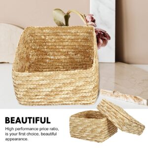 DOITOOL Wicker Storage Baskets 1pc Straw Storage Basket Wicker Child Cosmetic Wedding Wedding Basket