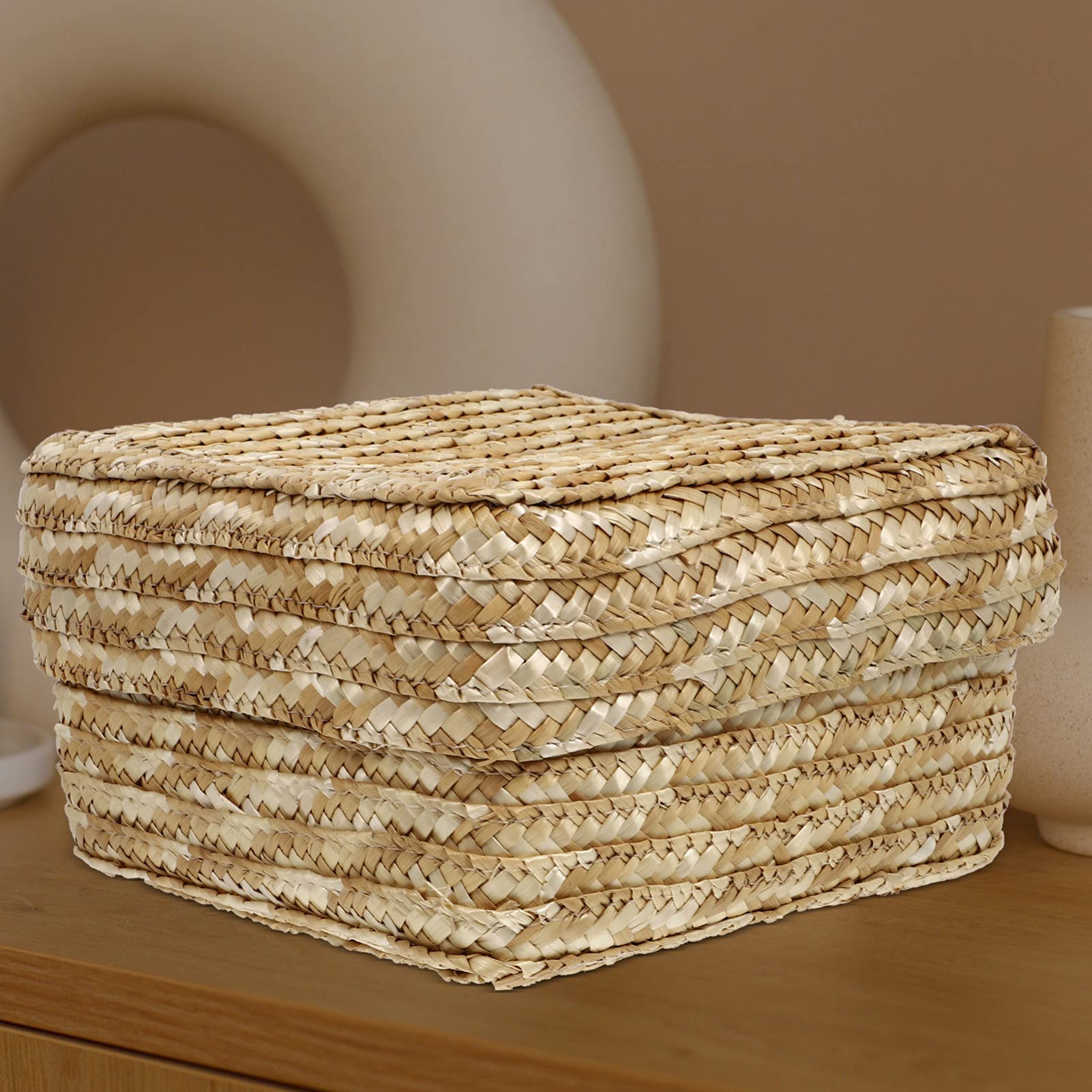 DOITOOL Wicker Storage Baskets 1pc Straw Storage Basket Wicker Child Cosmetic Wedding Wedding Basket