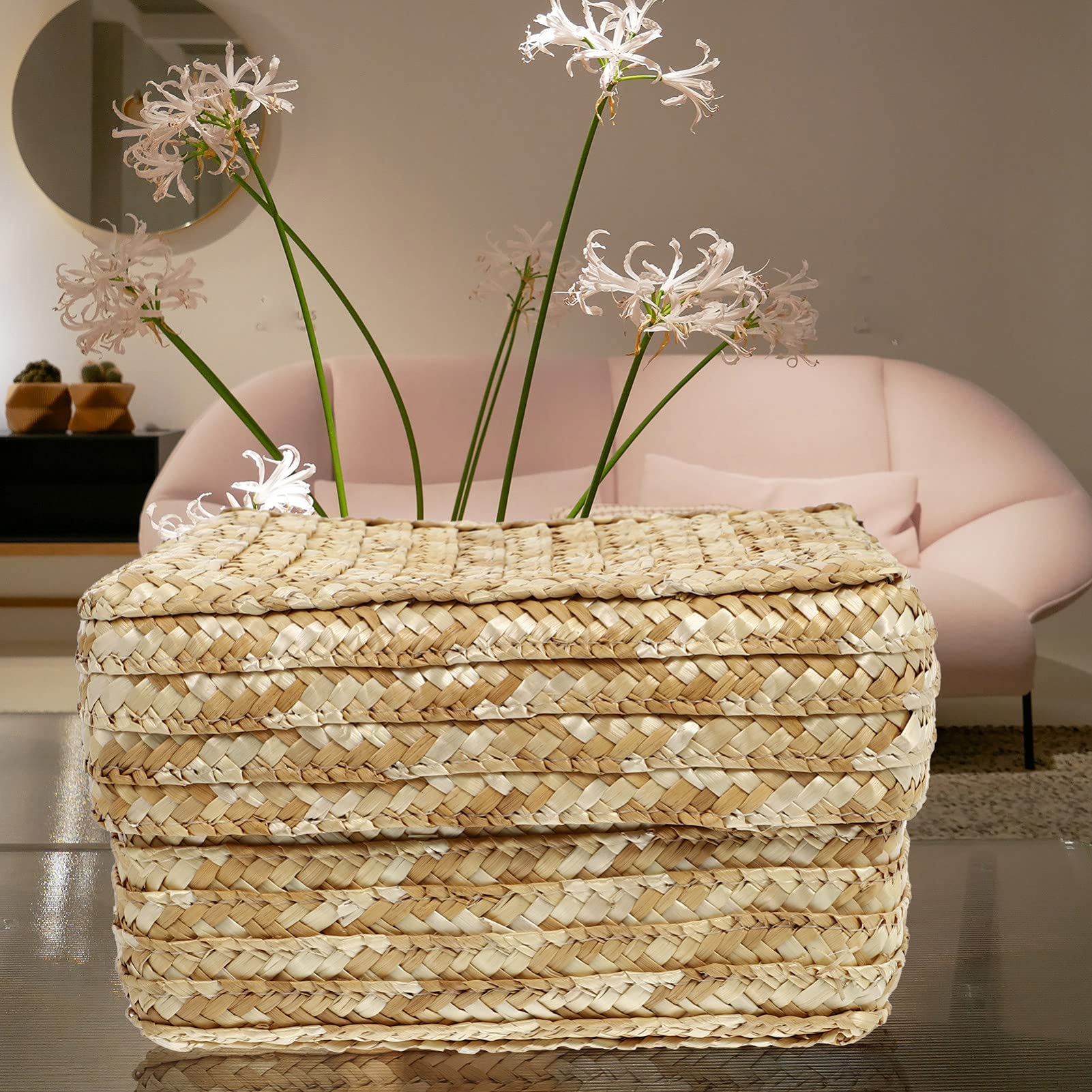 DOITOOL Wicker Storage Baskets 1pc Straw Storage Basket Wicker Child Cosmetic Wedding Wedding Basket