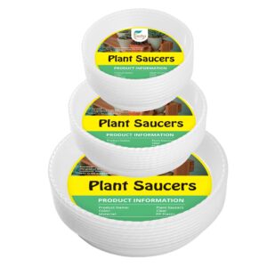 9 pack of 5''& 7''& 9'' clear plant saucer drip trays, plant tray for pots & plastic plant saucer,made of thicker & stronger plastic with large capacity design （5 inch x3+7 inch x 3+9 inch x 3）