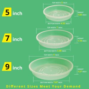 9 Pack of 5''& 7''& 9'' Clear Plant Saucer Drip Trays, Plant Tray for Pots & Plastic Plant Saucer,Made of Thicker & Stronger Plastic with Large Capacity Design （5 Inch x3+7 Inch x 3+9 Inch x 3）