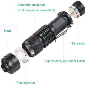 WAYLLSHINE (Pack of 4 Single Mode Red Light Flashlight, 1 Mode Red LED Flashlight Red Flashlight Torch, Red LED Red Light for Astronomy, Aviation, Night Observation