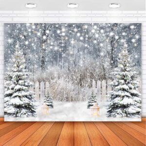 avezano winter photography backdrop glitter snowy forest pine tree background snow christmas xmas holiday party decor banner portrait studio booth photobooth props (8x6)