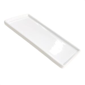 small white ceramic tray, rectangle kitchen sink trays, bathroom holder & organizer for soap, candles, towel, plant