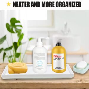 Small White Ceramic Tray, Rectangle Kitchen Sink Trays, Bathroom Holder & Organizer for Soap, Candles, Towel, Plant