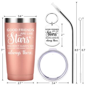 Good Friends Are Like Stars, Christmas Gifts for Women Friends, Female Friend, Girlfriend, Mom, Sisters, Sometimes She is Alone, This is Her Reminder, Cute Mug Tumbler Cup 20 oz with A Keychain