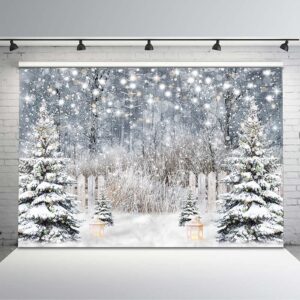 avezano winter photography backdrop glitter snowy forest pine tree background snow christmas xmas holiday party decor banner portrait studio booth photobooth props (10x8)