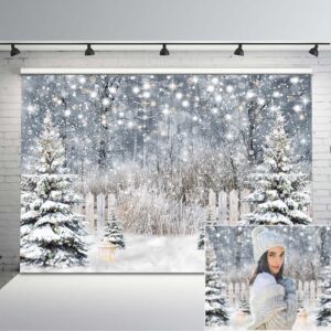 avezano winter photography backdrop glitter snowy forest pine tree background snow christmas xmas holiday party decor banner portrait studio booth photobooth props (7x5)