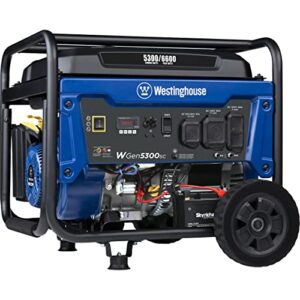 westinghouse 6600 watt home backup portable generator, electric start, transfer switch ready 30a outlet, rv ready 30a outlet, co sensor