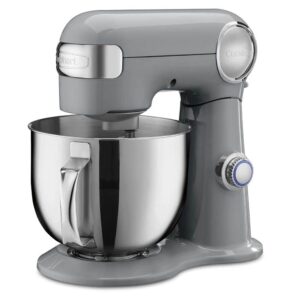 Cuisinart SM-50GR Precision Master 5.5-Quart 12-Speed Stand Mixer with Mixing Bowl, Chef's Whisk, Flat Mixing Paddle, Dough Hook, and Splash Guard with Pour Spout, Dove Gray