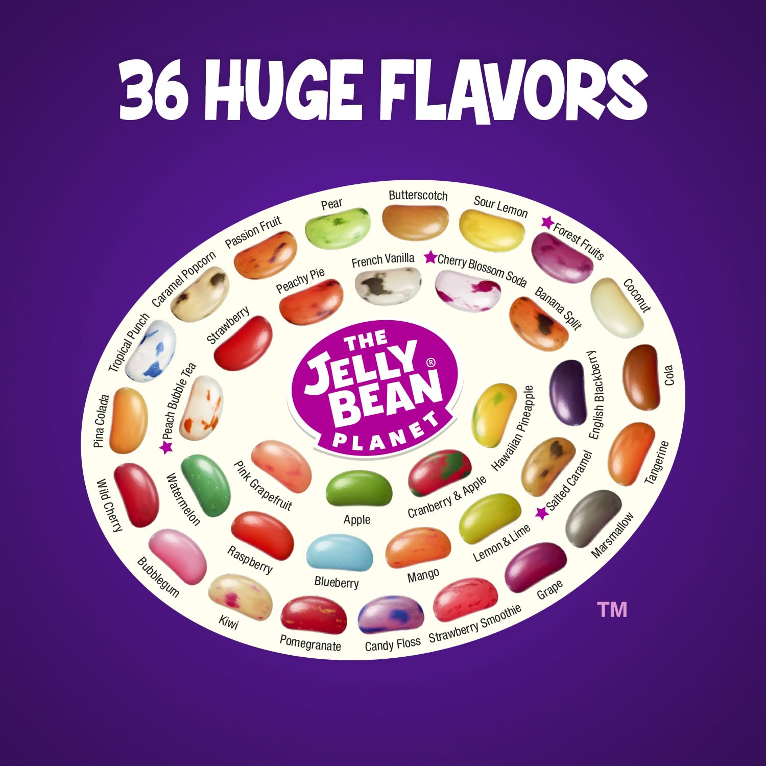 The Jelly Bean Planet 36 Huge Flavors 42.5 oz Jar - Jelly Beans - Chewy Fruit Flavored Candy - Gluten free Snacks - Candy Bulk - Party Gift