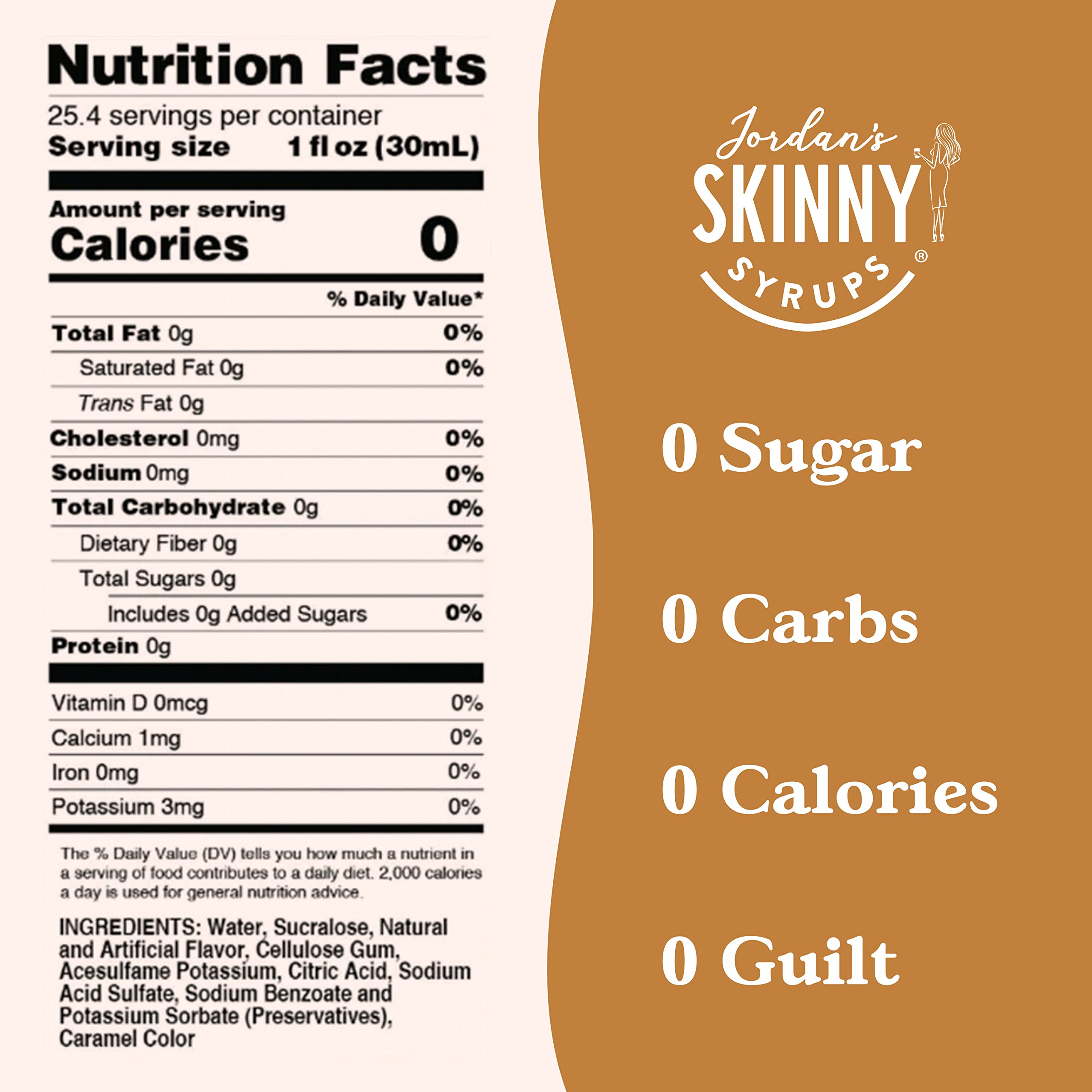 Jordan's Skinny Syrups White Chocolate Mocha Coffee Flavoring, Sugar & Gluten Free, Keto Friendly, 25.4oz