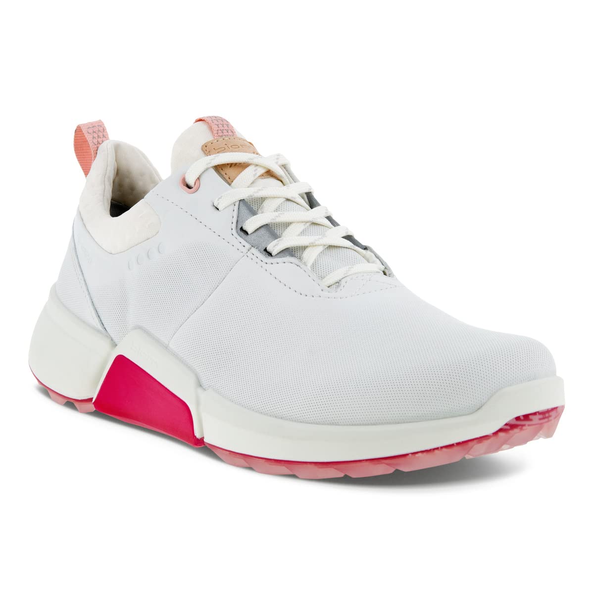 ECCO Women's Biom Hybrid 4 Gore-TEX Waterproof Golf Shoe, White/Silver Pink, 9-9.5