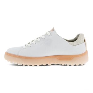 ecco women's tray hybrid hydromax water-resistant golf shoe, bright white/peach nectar, 6-6.5