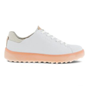 ECCO Women's Tray Hybrid Hydromax Water-Resistant Golf Shoe, Bright White/Peach Nectar, 6-6.5