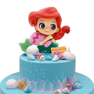 mermaid cake topper little mermaid doll with seashells for ariel cake decoration mermaid figurines for under the sea mermaid theme princess kids birthday baby shower party supplies