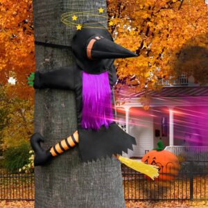 y- stop nylon crashing witch, halloween decorations outdoor witch with adjustable band, door porch tree halloween decor props