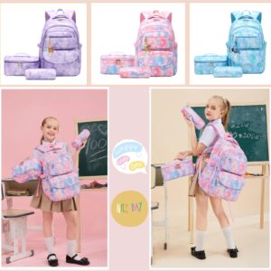 Gradient-Star Backpack and Lunch Bag Set for Girls School Bookbag Box, Lunchbox Combo Girls, Star Print