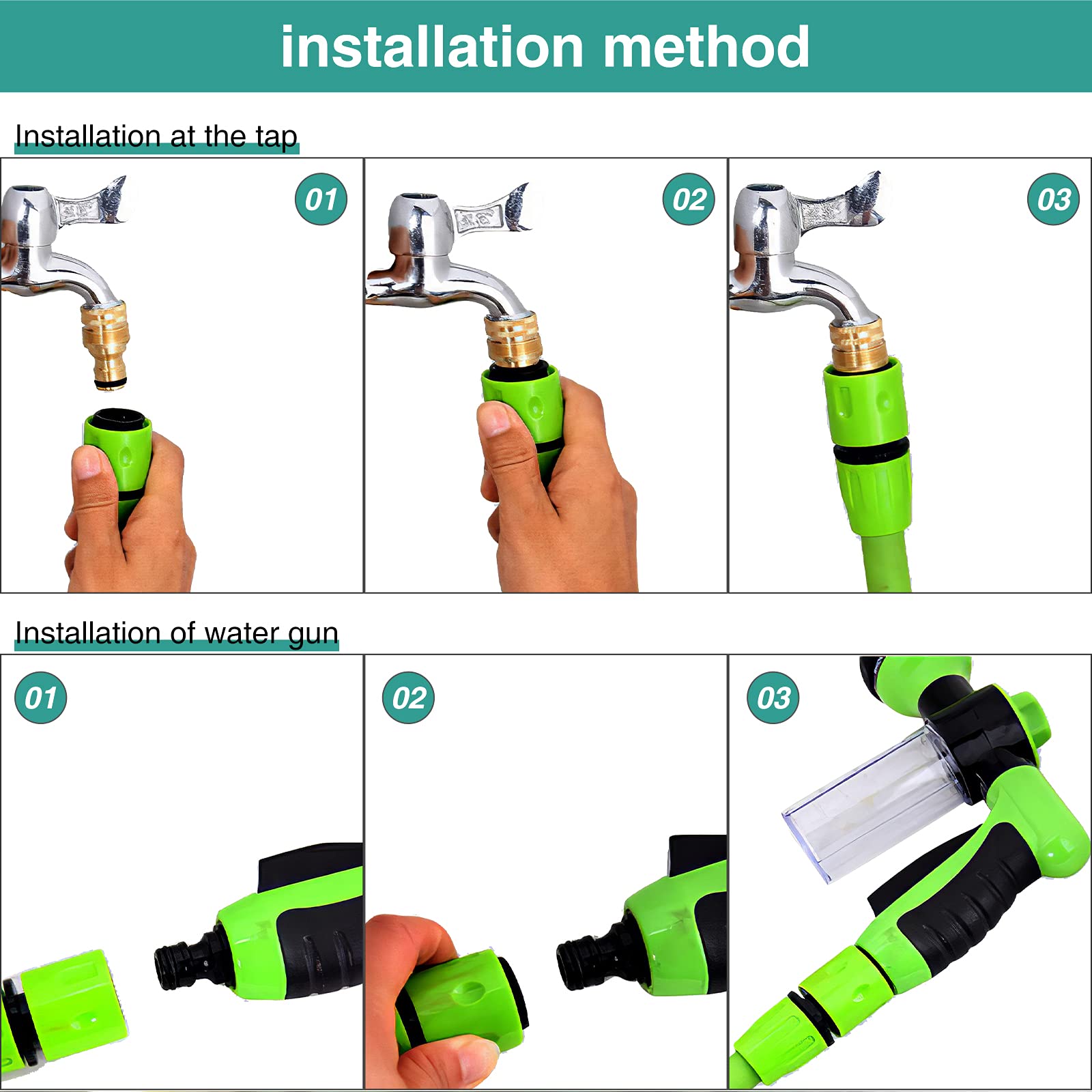 Garden Hose Nozzle, High Pressure Spray Gun Nozzle, 8 Spray Patterns for Watering Plants, Lawn, Patio, Cleaning, Showering Pet with 3.5oz/100cc Soap Dispenser Bottle