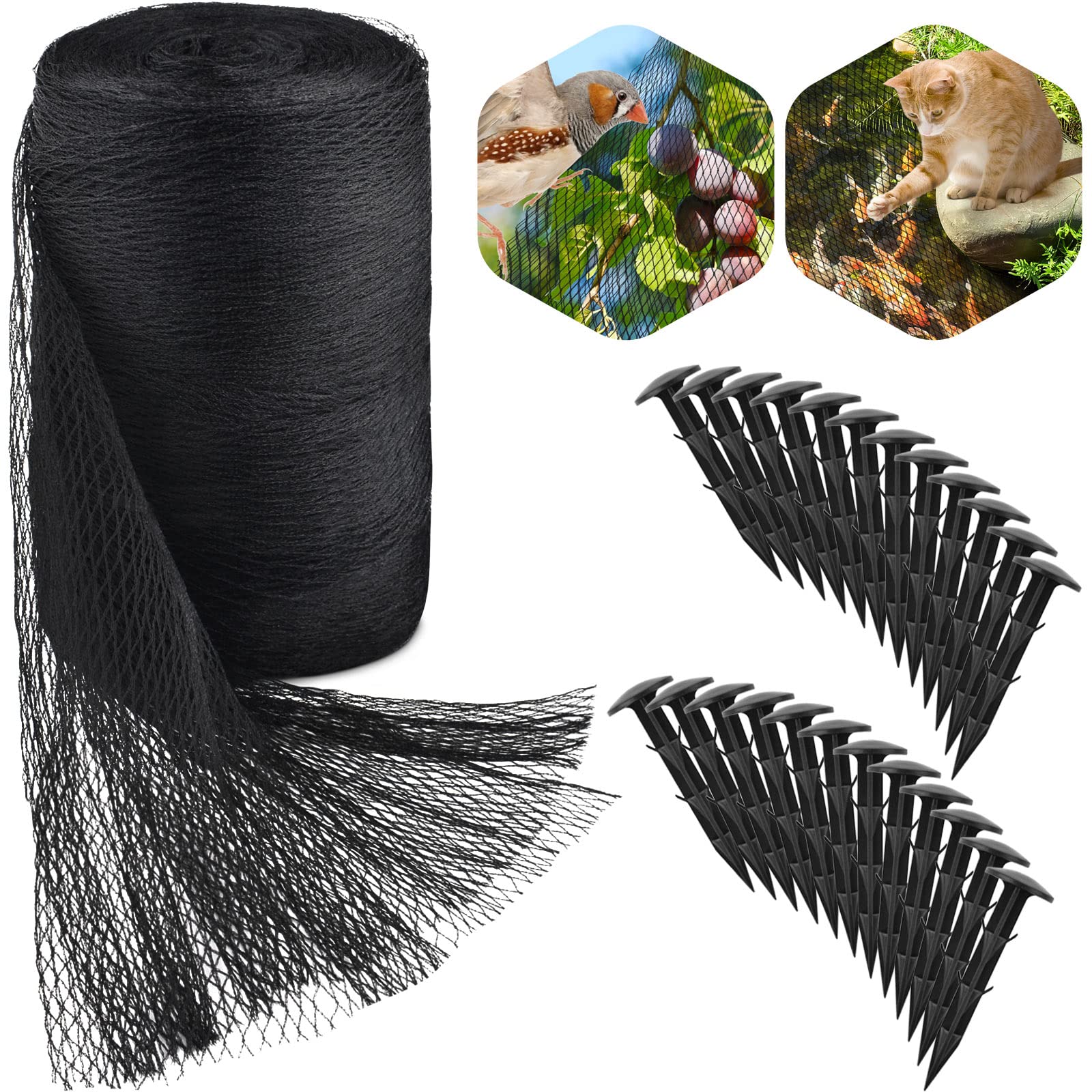 PACETAP Pond Netting Kit 20 x 30 Ft,Pond Netting for Leaves,Koi Pond Cover,Heavy Duty Koi Pond Netting,Pool Protective Cover Netting Protecting Koi Fish from Birds, Cats -Stakes Included