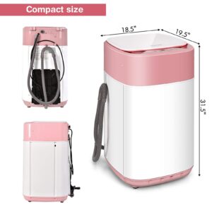 COSTWAY Portable Washing Machine, Built-in Drain Pump, 8Lbs Capacity, Full-Automatic washer with 6 Programs, Child Lock, Compact Laundry Washer for RV, Dorm, Apartment, Pink