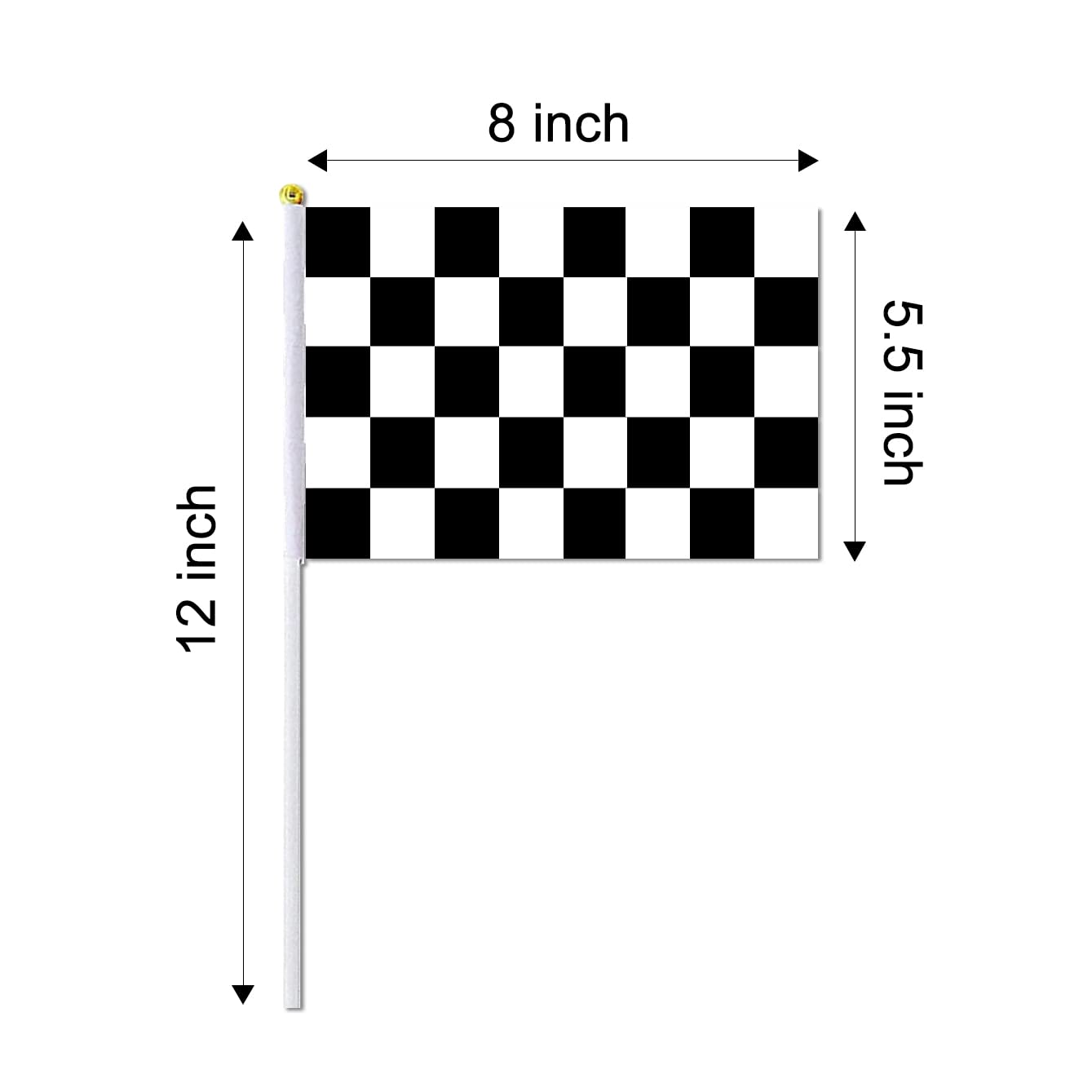 Piokio 20 Pack 8"x5.5" Black and White Checkered Racing Stick Flag、Racing Hand Held Stick Flags, for Nascar Race Party Supplies