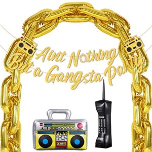 fangleland hip hop party decorations ain't nothing but a gangsta banner jumbo chain balloons retro 70s 80s 90s inflatable radio boombox decor