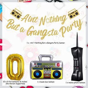 Fangleland Hip Hop Party Decorations Ain't Nothing But a Gangsta Banner Jumbo Chain Balloons Retro 70s 80s 90s Inflatable Radio Boombox Decor