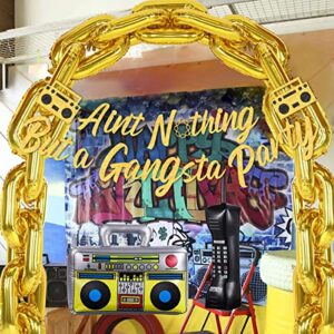 Fangleland Hip Hop Party Decorations Ain't Nothing But a Gangsta Banner Jumbo Chain Balloons Retro 70s 80s 90s Inflatable Radio Boombox Decor