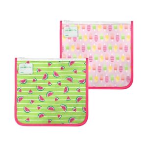 green sprouts reusable insulated sandwich bags (2 pack) | holds food, utensils, wipes & more | keeps food fresh | waterproof