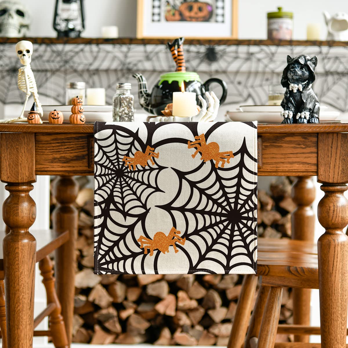 Artoid Mode Spider Web Table Runner, Halloween Holiday Kitchen Dining Table Decoration for Indoor Outdoor Home Party Decor 13 x 72 Inch